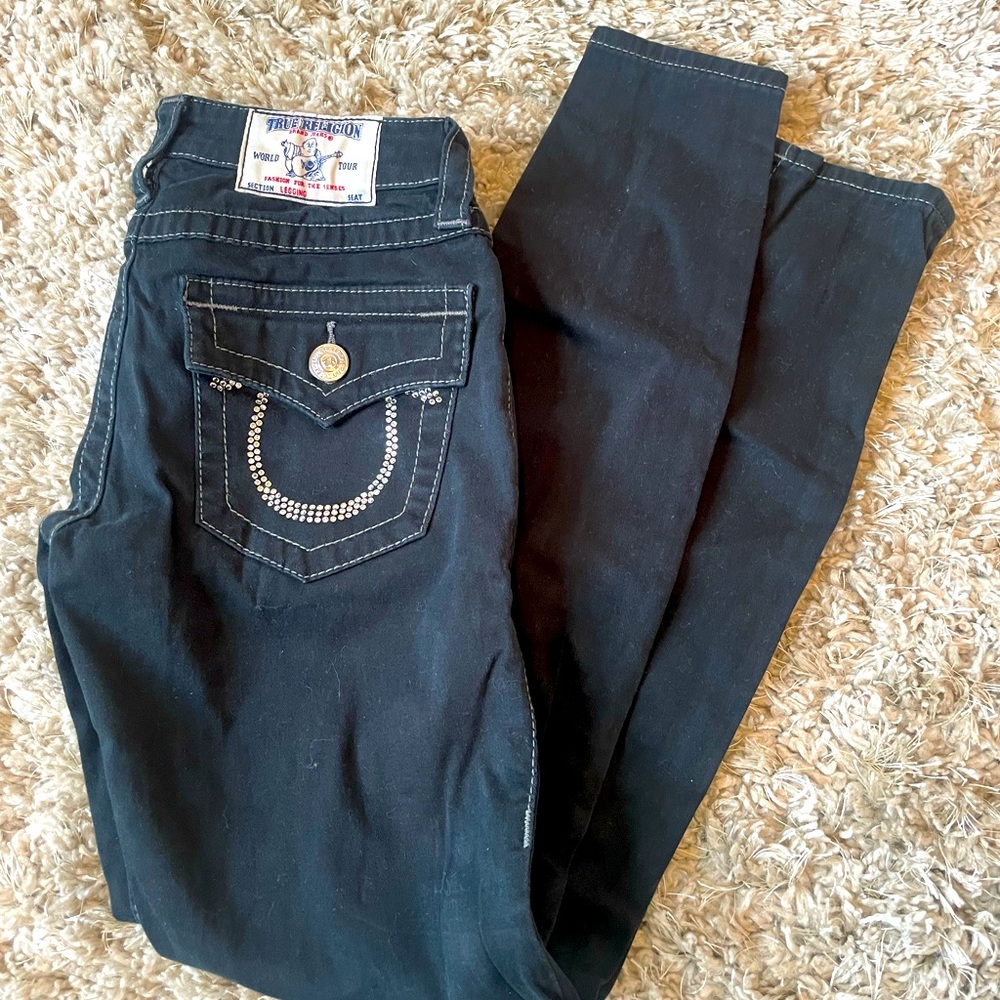 True Religion Jeans Women’s Legging W/Flap Pockets Skinny Fit Low Rise 25x28